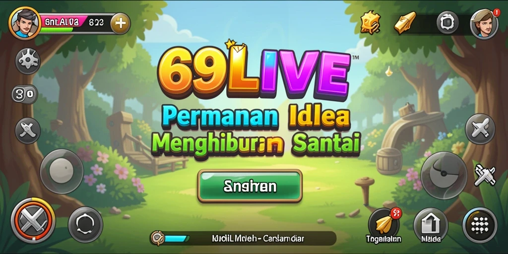 Tangkapan layar utama 69LIVE menunjukkan gameplay yang seru dan karakter yang beragam.