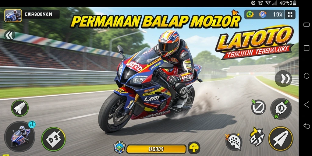 Tampilan gameplay LATOTO dengan adu kecepatan motor yang mendebarkan.