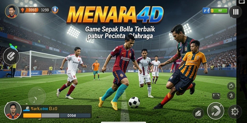 Tampilan gameplay menarik dari permainan sepak bola MENARA4D.