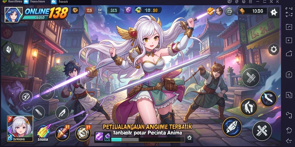 Screenshot ONLINE138 menampilkan karakter anime dalam aksi petualangan seru.