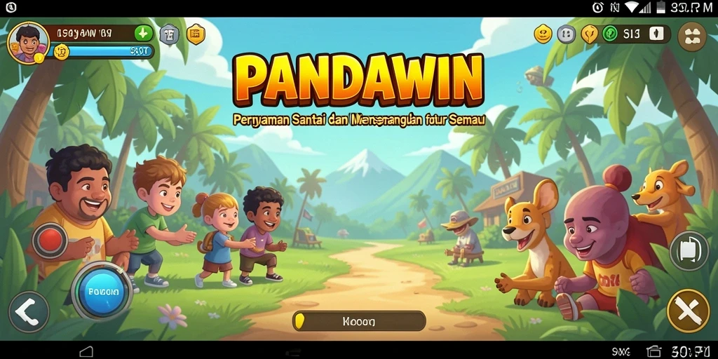 Tampilan gameplay seru dan penuh warna di dalam PANDAWIN.