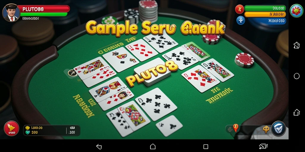 Screenshot PLUTO88 menampilkan gameplay Gaple yang menarik dan interaktif.