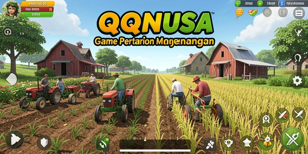 Screenshot menampilkan aktivitas bermain di ladang pertanian QQNUSA.