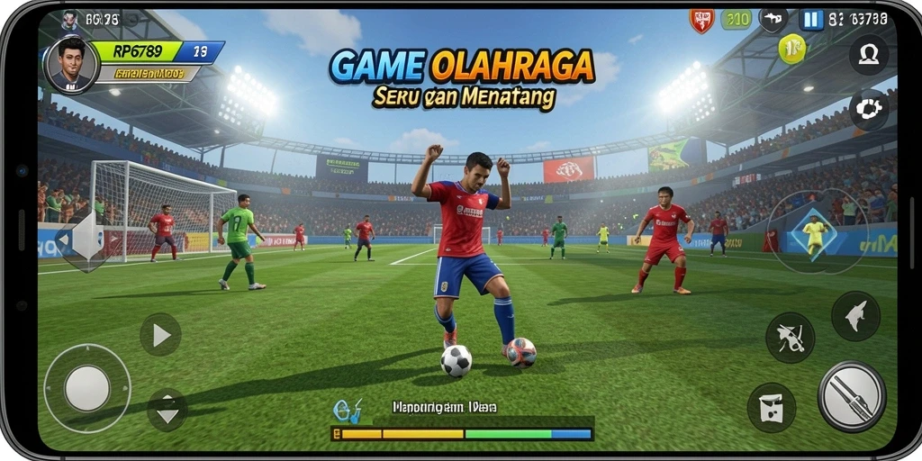 Tampilan gameplay RP6789 menunjukkan aksi seru di lapangan olahraga.