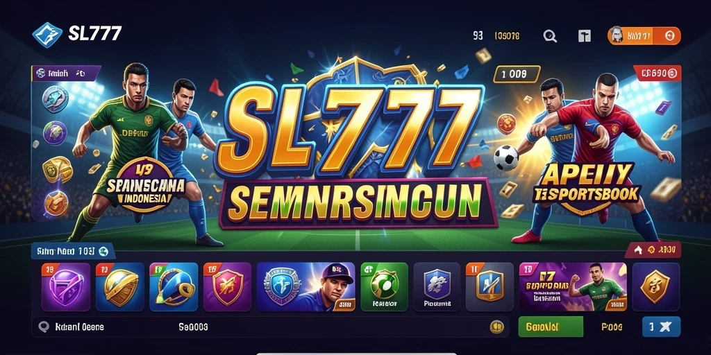 Screenshot utama menunjukkan antarmuka taruhan olahraga SL777 yang interaktif.