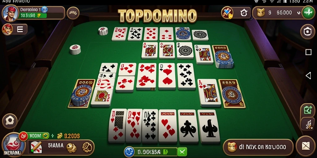 Screenshot gameplay TOPDOMINO dengan aksi strategi mendebarkan.