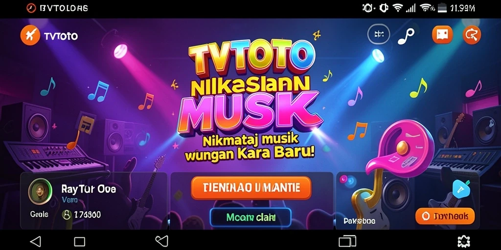 Screenshot gameplay <strong>TVTOTO</strong> menampilkan interaksi sosial pengguna dalam menyanyikan lagu.