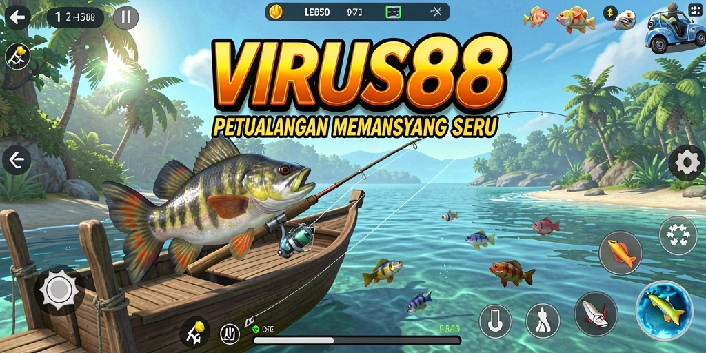 Tampilan menarik gameplay VIRUS88 yang menampilkan aksi memancing.